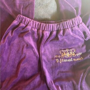 Purple Velour Tracksuit with Gold Embroidery